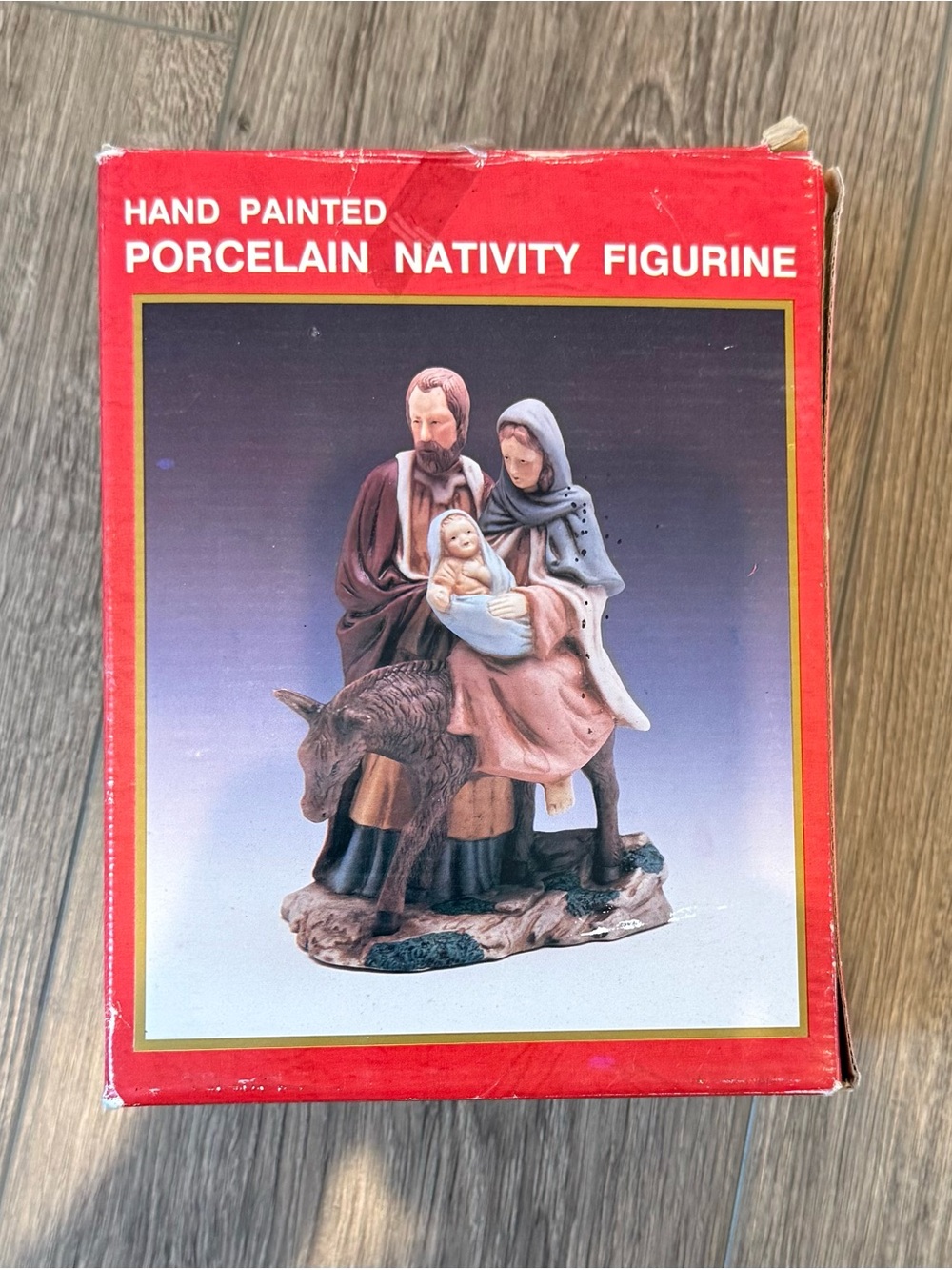 Hand Painted Porcelain Nativity Figurine - Red Box